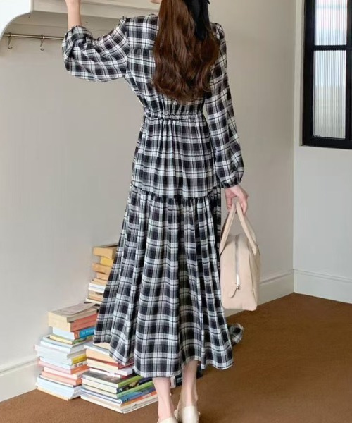 FINEnough ワンピース オンブレチェックカシュクールワンピース