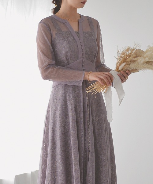 「Kana」 長袖ワンピース M ラベンダー レディース_画像8