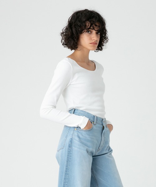 [allureville] трикотажный джемпер с длинным рукавом 2 "теплый" белый женский 