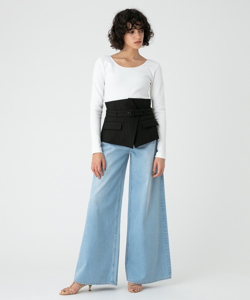 [allureville] трикотажный джемпер с длинным рукавом 2 "теплый" белый женский 