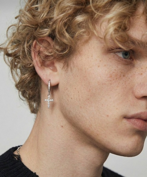 VIBGYOR ピアス 「IZU」 ジルコニアクロスピアス メンズ レディース