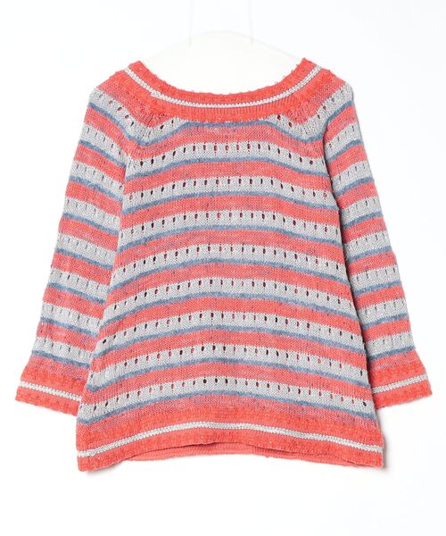 「DEICY」 ボーダー柄長袖ニット FREE レッド レディース_画像2