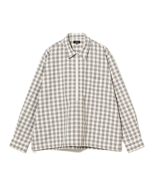 BEAMS（ビームス） シャツ チェック ハーフジップ プルオーバーシャツ