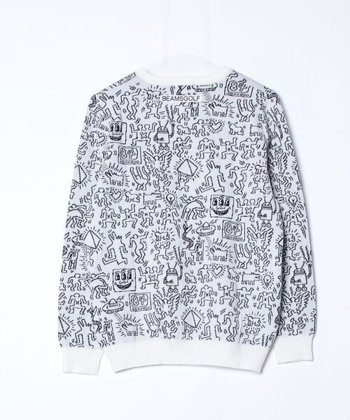 BEAMS GOLF 総柄 マルチカラー ニット BEAMS GOLF（ビームス ゴルフ） 長袖ニット LARGE ホワイト レディース