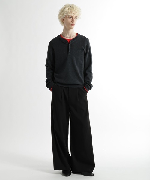 Heve パプリカニット　ブラック HARE（ハレ） セーター ニット Premium Woolヘンリーネックニット(HARE