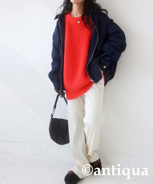 「antiqua」 長袖ニット FREE ブルー レディース_画像9