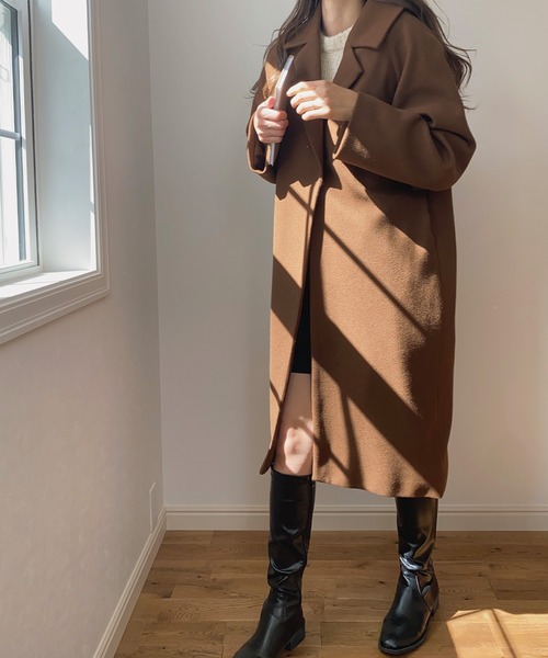 「LAUIR」 チェスターコート MEDIUM ダークベージュ レディース_画像2