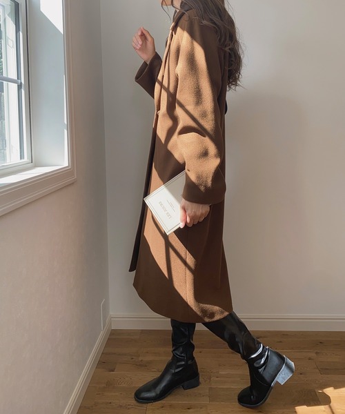 「LAUIR」 チェスターコート MEDIUM ダークベージュ レディース_画像4