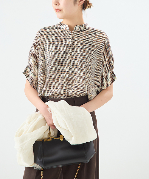 【タグ付未使用】25SS DEVEAUX GOLDラメモノトーンシャツレサージュ DEVEAUX GOLDラメモノトーンシャツ（シャツ/ブラウス）｜journal