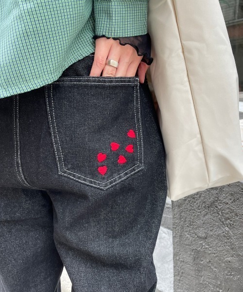 「nemne store」 デニムパンツ MEDIUM ブラック系その他 レディース_画像2