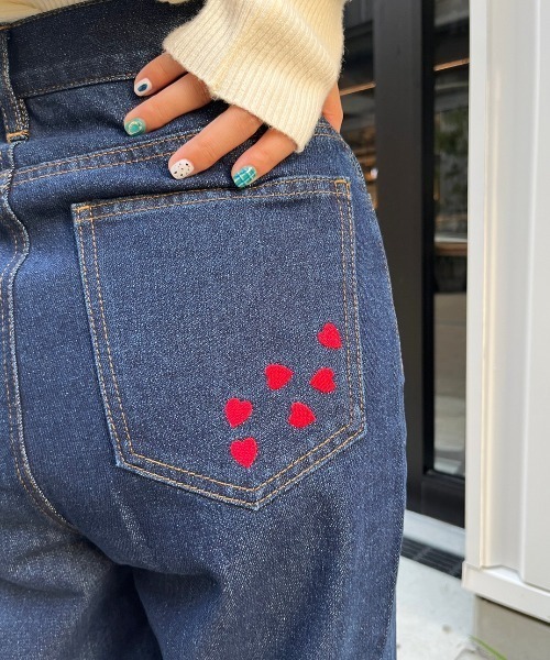 「nemne store」 デニムパンツ MEDIUM ブラック系その他 レディース_画像3