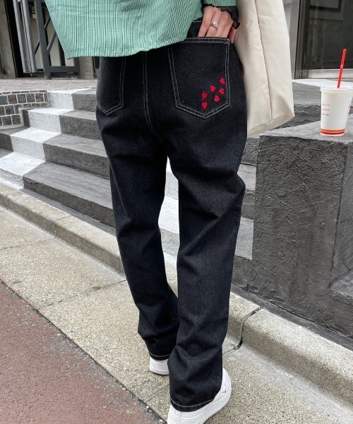 「nemne store」 デニムパンツ MEDIUM ブラック系その他 レディース_画像5