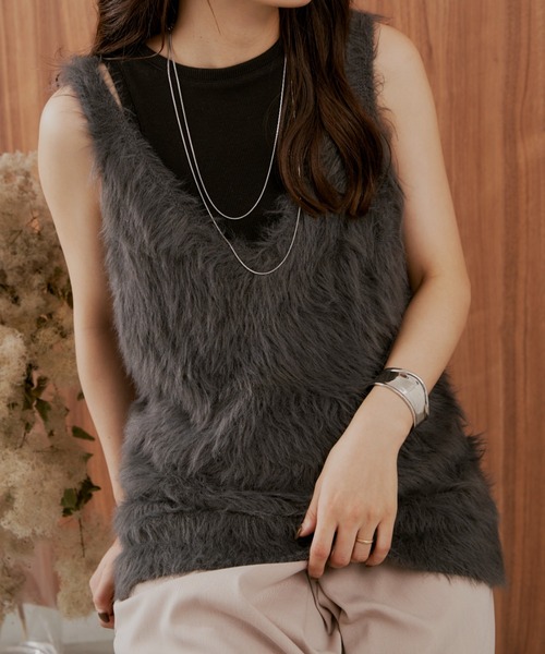 「Shelly island」 ニットベスト FREE チャコールグレー レディース_画像9