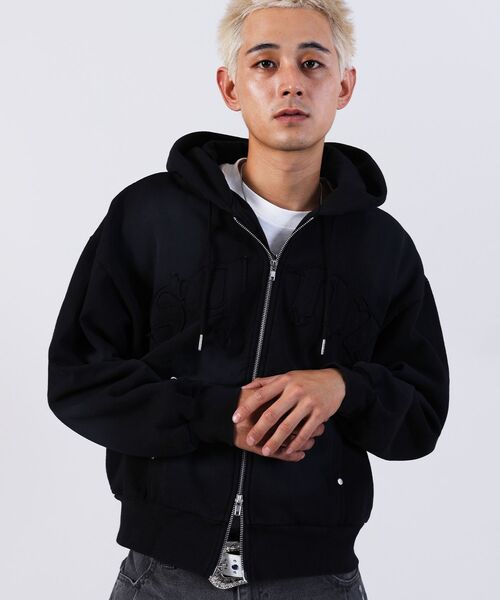 「SEQUENZ」 ジップアップパーカー SMALL ピンク メンズ_画像2