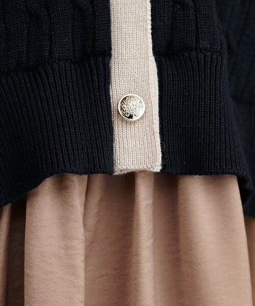 natural couture ワンピース ニットドッキングサテンワンピース