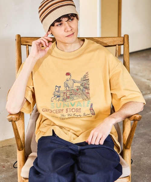 niko and…（ニコアンド） tシャツ イラスト刺繍ミニ裏毛Tシャツ メンズ