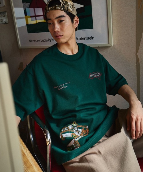 niko and…（ニコアンド） tシャツ イラスト刺繍ミニ裏毛Tシャツ メンズ