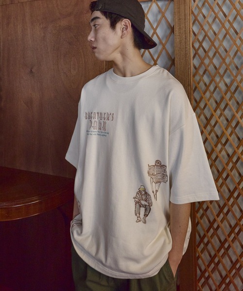 niko and…（ニコアンド） tシャツ イラスト刺繍ミニ裏毛Tシャツ メンズ