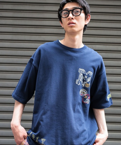 niko and…（ニコアンド） tシャツ イラスト刺繍ミニ裏毛Tシャツ メンズ