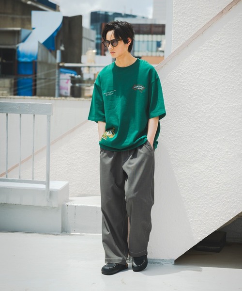 ニコアンド　プロデュース　てぃら　セット売り　コーデ　tシャツ パンツ niko and…（ニコアンド） tシャツ イラスト刺繍ミニ裏毛Tシャツ メンズ