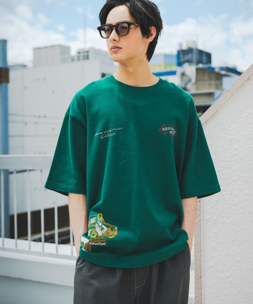 niko and…（ニコアンド） tシャツ イラスト刺繍ミニ裏毛Tシャツ メンズ