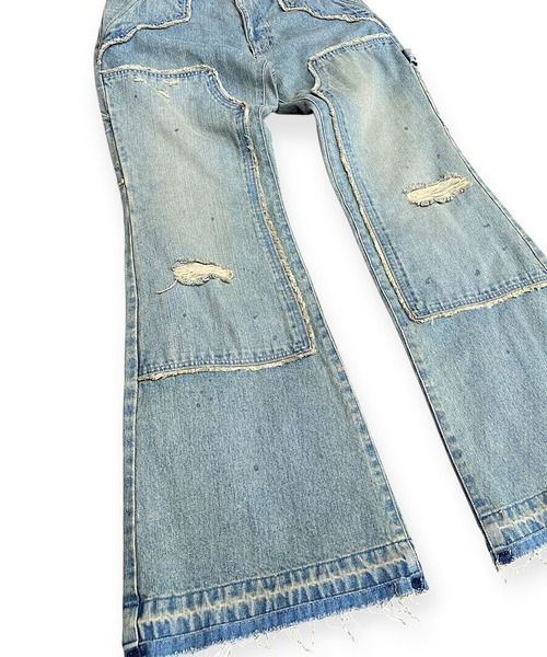 ジーンズ 「FACCIES」FADED DOUBLE KNEE PAINTER FLARE PT メンズの画像