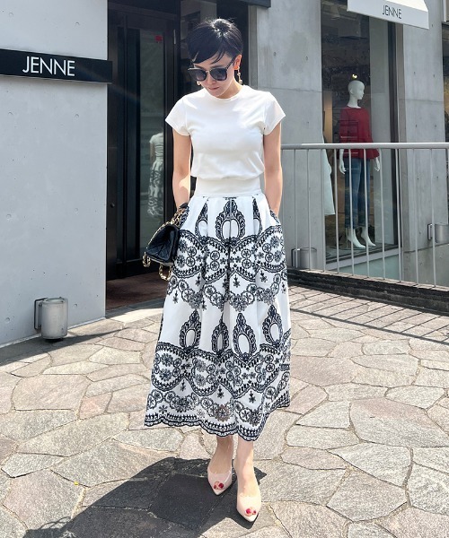 「JENNE」 フレアスカート SMALL ネイビー レディース