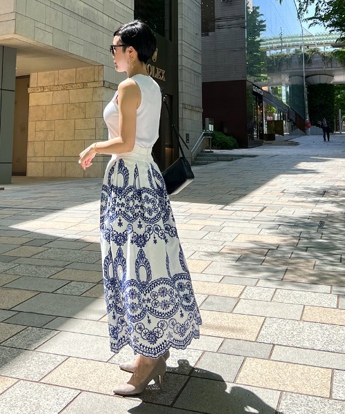「JENNE」 フレアスカート SMALL ネイビー レディース