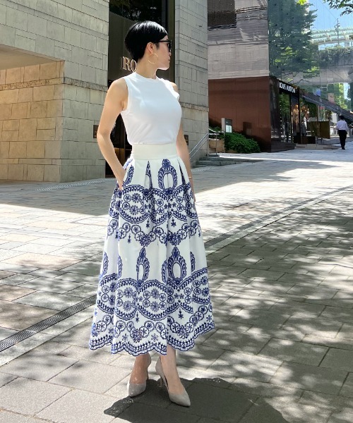 「JENNE」 フレアスカート SMALL ネイビー レディース