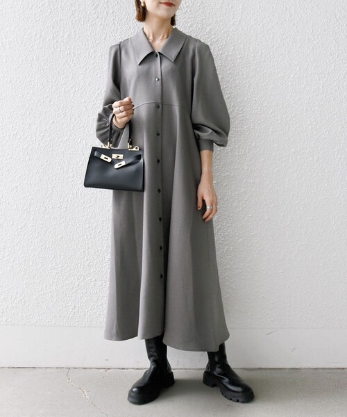 「SHIPS any」 シャツワンピース ONE SIZE グレー レディースの画像