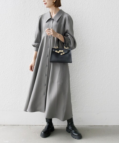 「SHIPS any」 シャツワンピース ONE SIZE グレー レディースの画像