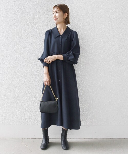 「SHIPS any」 シャツワンピース ONE SIZE グレー レディースの画像