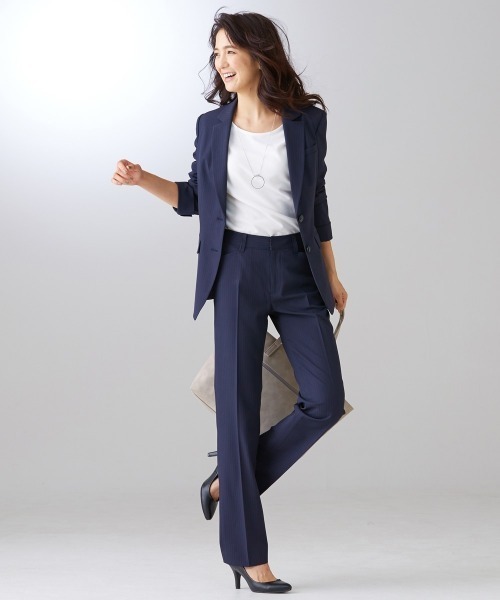 7days Life Styling パンツスーツ 11号 ネイビー レディース