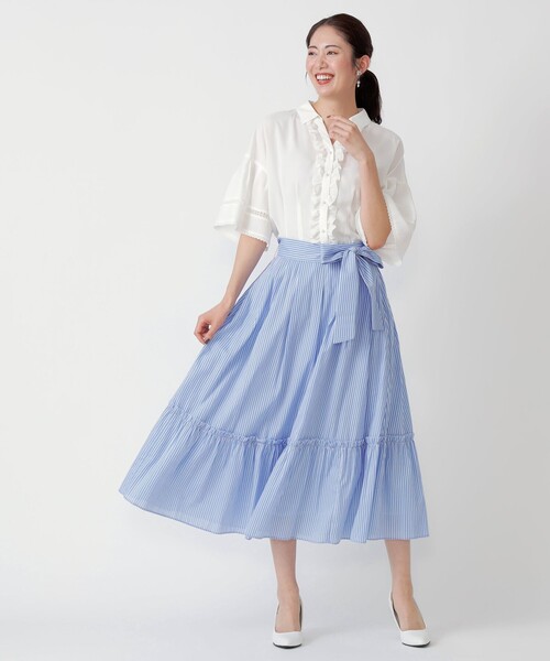 「TO BE CHIC」 フレアスカート 42 ブルー レディース_画像4