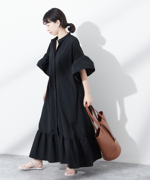 「journal standard L'essage」 7分袖ワンピース - ブラック レディース_画像3