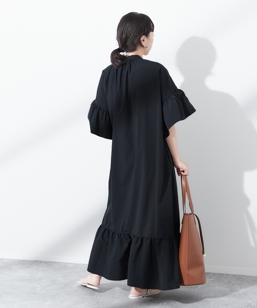 「journal standard L'essage」 7分袖ワンピース - ブラック レディース_画像4