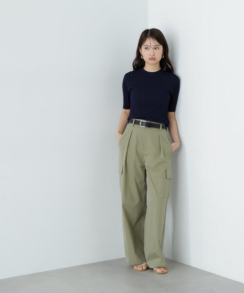 「N.(N. Natural Beauty Basic)」 半袖ニット MEDIUM グリーン レディース_画像4