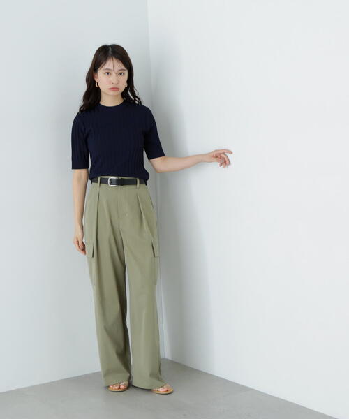 「N.(N. Natural Beauty Basic)」 半袖ニット MEDIUM グリーン レディース_画像5