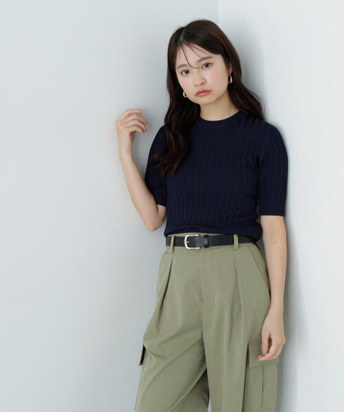 「N.(N. Natural Beauty Basic)」 半袖ニット MEDIUM グリーン レディース_画像6