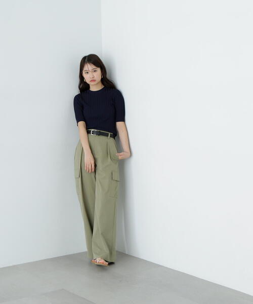 「N.(N. Natural Beauty Basic)」 半袖ニット MEDIUM グリーン レディース_画像7