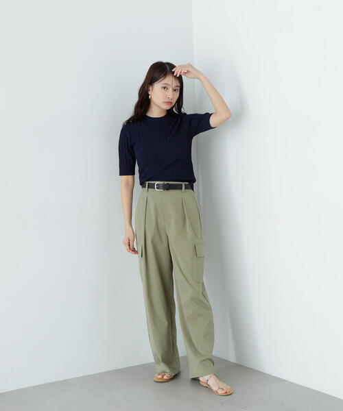 「N.(N. Natural Beauty Basic)」 半袖ニット MEDIUM グリーン レディース_画像8
