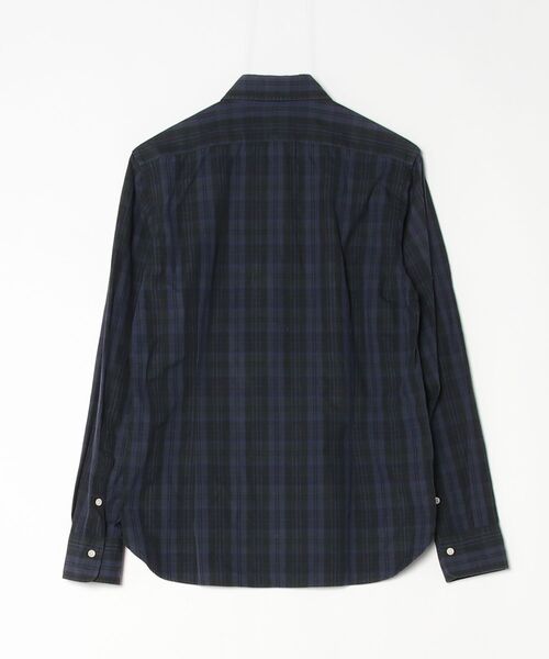 「International Gallery BEAMS」 チェック柄長袖シャツ 44 ネイビー メンズ_画像2