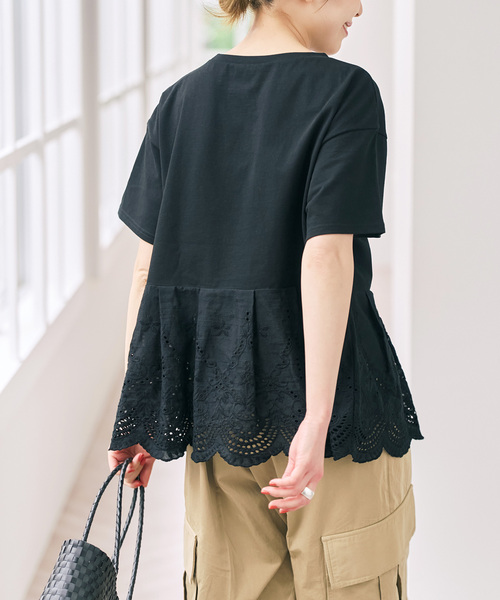 新品 spick&span tシャツ 半袖 レースペプラムTシャツ レディース Spick＆Span（スピック アンド スパン） tシャツ 半袖 「WEB限定