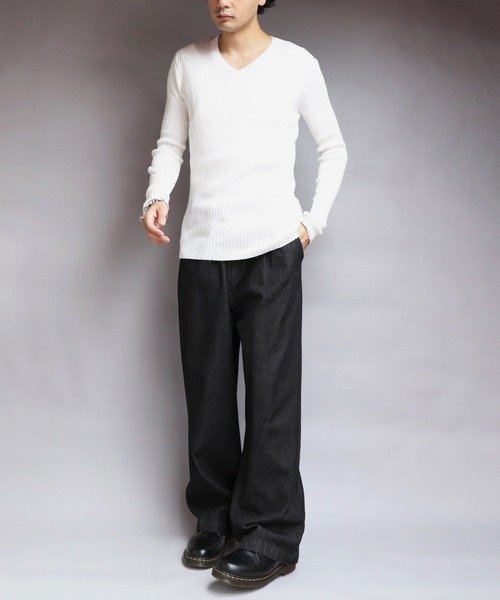 8（eight） セーター ニット リブ編み Vネック ニットセーター メンズ