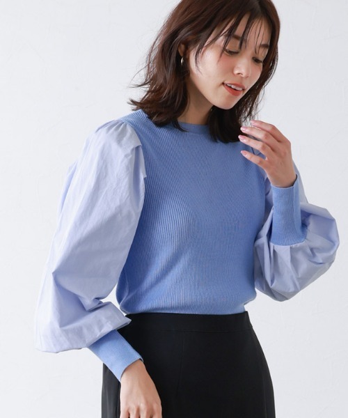 9【美品】Drawer シルク混　ペプラム　ボリュームスリーブカットソー 9【美品】Drawer シルク混 ペプラム ボリュームスリーブ