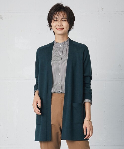 カーディガン 「洗える」KNIT BASIC ロング レディース