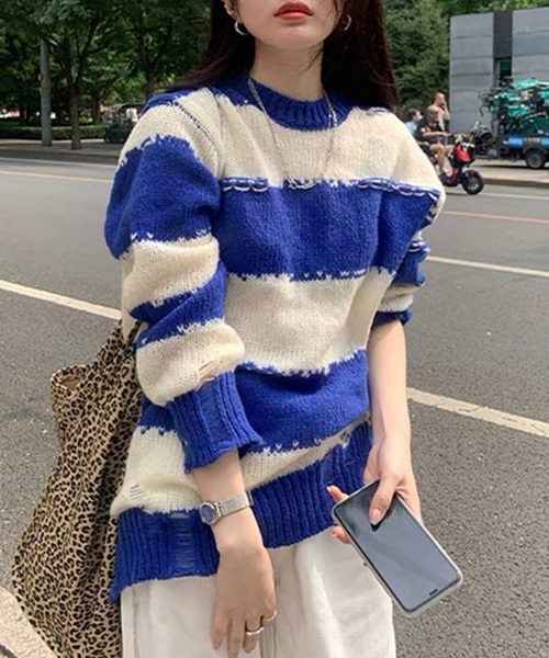 Amulet（アミュレット） ニット セーター ダメージ加工ニット  