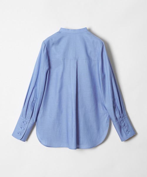 シャツ ブラウス キュプラコットンツイルラッフルスラッシュブラウス 