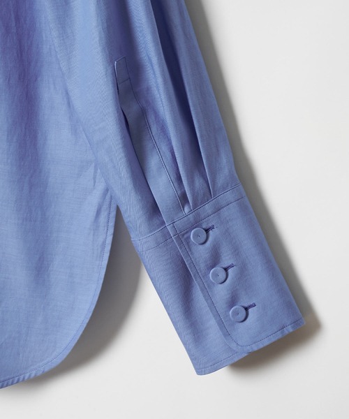 シャツ ブラウス キュプラコットンツイルラッフルスラッシュブラウス 