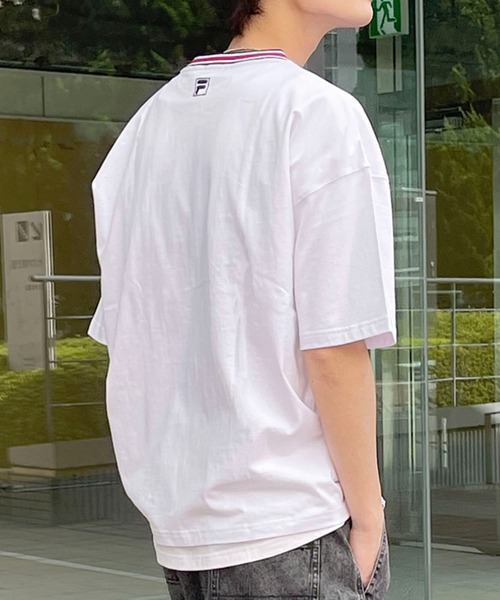 送料/関税込【FILA】ロゴ ベーシックTシャツ 半袖 コットン FILA tシャツ フィラ ブランド ロゴ ワンポイント 刺繍 ライン